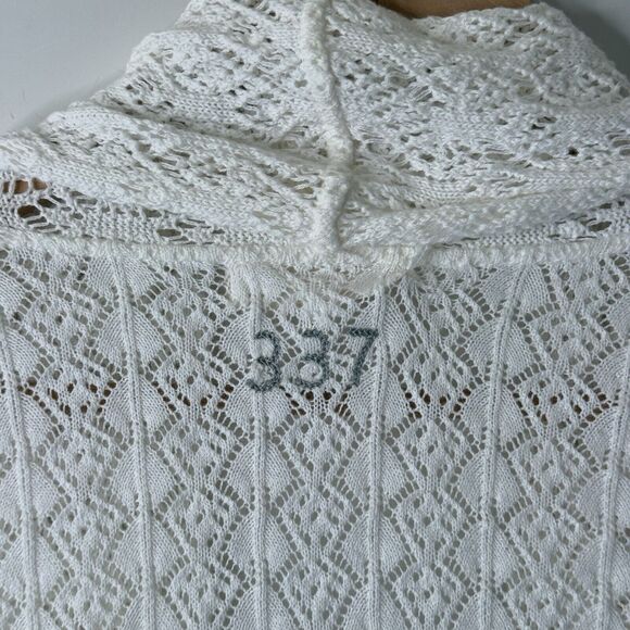 Odd Molly 337 Cardigan Sz 2 (Med) Cream Pointelle Knit Front Tie Dainty Fairy - Picture 9 of 15